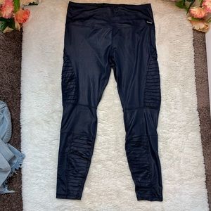RBX Metallic Navy Moto Leggings